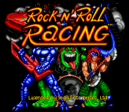 Rock 'n Roll Racing title screen for Sega Genesis